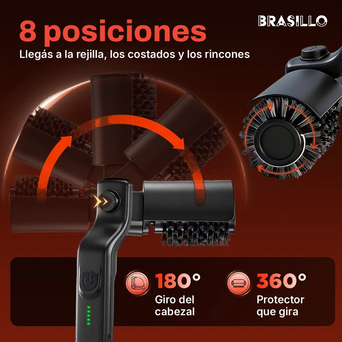 Brasillo v2 | Cepillo eléctrico para parrilla con 2 cabezales